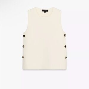 Zara Cream Sleeveless Tank Top with Button Detail
